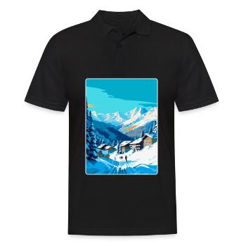 Les Arcs France Vintage Travel Poster Souvenir WPA - Men's Polo Shirt - black - Front - Kai (181cm)