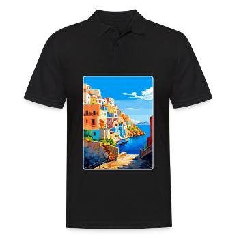 Ponza Italy Vintage Travel Poster WPA Art Souvenir - Men's Polo Shirt - black - Front - Kai (181cm)
