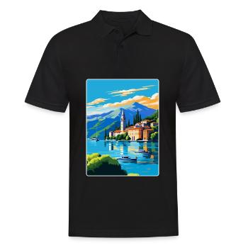 Lake Como Italy Vintage Travel Poster Souvenir WPA - Men's Polo Shirt - black - Front - Kai (181cm)