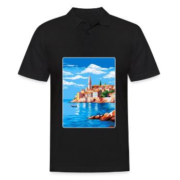 Piran Slovenia Vintage Travel Poster Souvenir WPA - Men's Polo Shirt - black - Front - Kai (181cm)