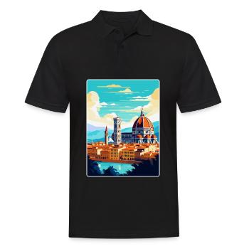 Florence Italy Vintage Travel Poster Souvenir WPA - Men's Polo Shirt - black - Front - Kai (181cm)