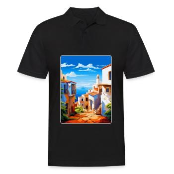 Almería Spanien Vintage Reiseplakat WPA Souvenir - Männer Poloshirt - Schwarz - Vorne - Kai (181cm)