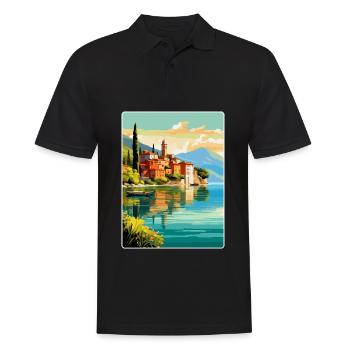 Lake Como Italy Vintage Travel Poster Souvenir WPA - Men's Polo Shirt - black - Front - Kai (181cm)