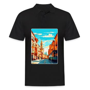Pamplona Spanien Vintage Reiseplakat Souvenir WPA - Männer Poloshirt - Schwarz - Vorne - Kai (181cm)