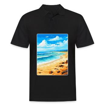 Fuerteventura Spanien Vintage Reiseplakat Souvenir - Männer Poloshirt - Schwarz - Vorne - Kai (181cm)