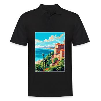 Côte d azur Frankreich Vintage Reiseplakat Souvenir - Männer Poloshirt - Schwarz - Vorne - Kai (181cm)