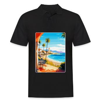 Costa Del Sol Spanien Vintage Reiseplakat Souvenir - Männer Poloshirt - Schwarz - Vorne - Kai (181cm)