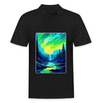 Aurora Borealis Island Vintage Reiseplakat WPA - Männer Poloshirt - Schwarz - Vorne - Kai (181cm)