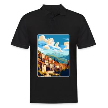 Cuenca Espagne Affiche de voyage vintage WPA Souvenir - Polo Homme - noir - Devant - Kai (181cm)
