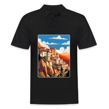 Cuenca Espagne Affiche de voyage vintage WPA Souvenir - Polo Homme - noir - Devant - Kai (181cm)