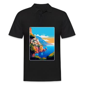 Capri Italien Vintage Reiseplakat WPA Kunst Souvenir - Männer Poloshirt - Schwarz - Vorne - Kai (181cm)