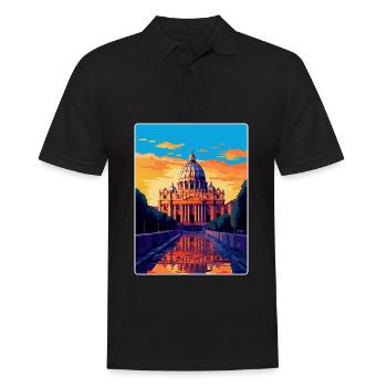 Basilique Saint-Pierre Italie Affiche de voyage vintage - Polo Homme - noir - Devant - Kai (181cm)
