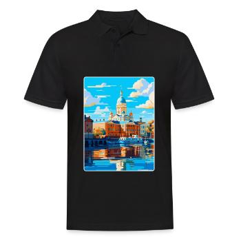 Helsinki Finlande Affiche de voyage vintage souvenir - Polo Homme - noir - Devant - Kai (181cm)