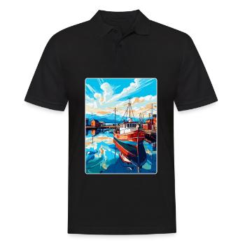 Husavik Iceland Vintage Travel Poster Souvenir WPA - Men's Polo Shirt - black - Front - Kai (181cm)
