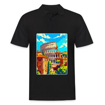 Rome Italy Vintage Travel Poster Souvenir Souvenir - Men's Polo Shirt - black - Front - Kai (181cm)