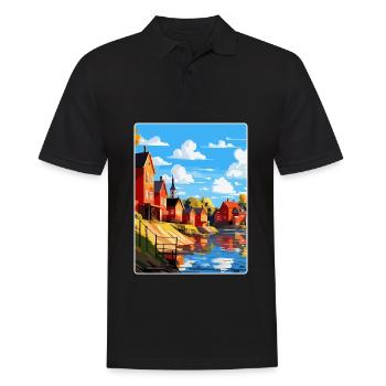 Porvoo Finlande Affiche de voyage vintage souvenir WPA - Polo Homme - noir - Devant - Kai (181cm)