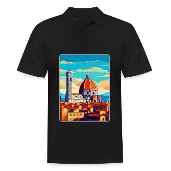 Florence Italy Vintage Travel Poster Souvenir WPA - Men's Polo Shirt - black - Front - Kai (181cm)