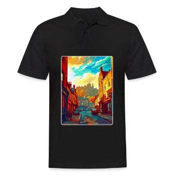 Edinburgh Schottland UK Vintage Reiseplakat WPA - Männer Poloshirt - Schwarz - Vorne - Kai (181cm)