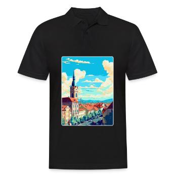 Stuttgart Allemagne Poster de voyage vintage souvenir - Polo Homme - noir - Devant - Kai (181cm)