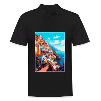 Positano Italie Affiche de voyage vintage Souvenir WPA - Polo Homme - noir - Devant - Kai (181cm)