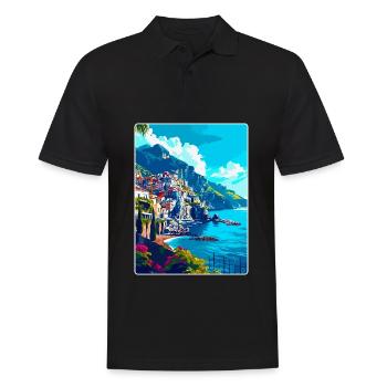 Amalfi Italie Affiche de voyage vintage WPA Souvenir - Polo Homme - noir - Devant - Kai (181cm)