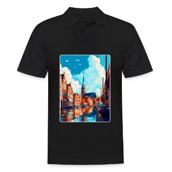 Haarlem Pays-Bas Poster de voyage vintage souvenir - Polo Homme - noir - Devant - Kai (181cm)