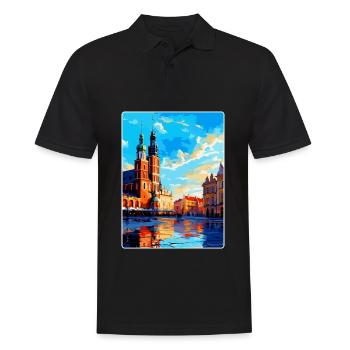 Cracovie Pologne Affiche de voyage vintage WPA Souvenir - Polo Homme - noir - Devant - Kai (181cm)