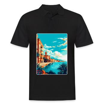 Syracuse Italy Vintage Travel Poster Souvenir WPA - Men's Polo Shirt - black - Front - Kai (181cm)