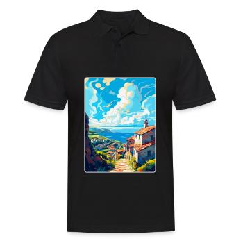 Galicien Spanien Vintage Reiseplakat WPA Souvenir - Männer Poloshirt - Schwarz - Vorne - Kai (181cm)