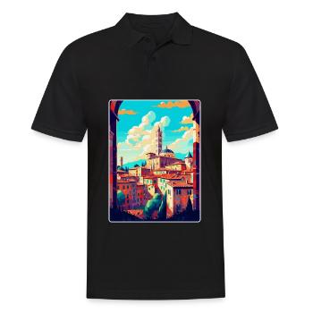 Siena Italien Vintage Reiseplakat WPA Kunst Souvenir - Männer Poloshirt - Schwarz - Vorne - Kai (181cm)