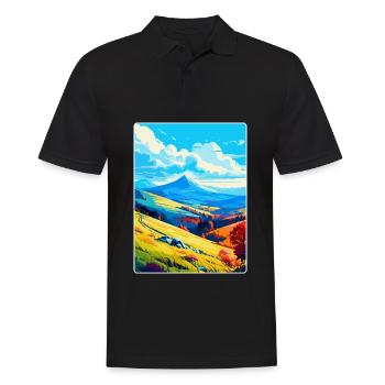 Bieszczady Pologne Affiche de voyage vintage souvenir - Polo Homme - noir - Devant - Kai (181cm)