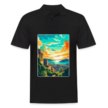 Athènes Grèce Affiche de voyage vintage WPA Souvenir - Polo Homme - noir - Devant - Kai (181cm)