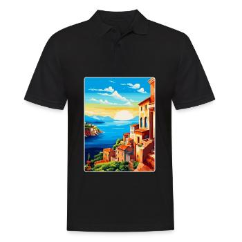 Sicily Italy Vintage Travel Poster WPA Souvenir - Men's Polo Shirt - black - Front - Kai (181cm)