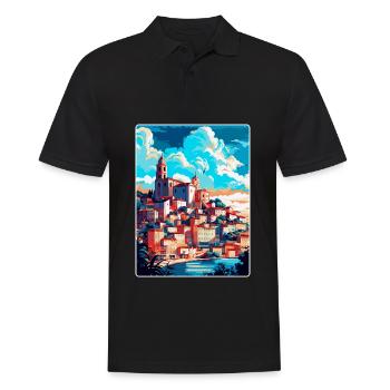 Coimbra Portugal Vintage Travel Poster Souvenir - Men's Polo Shirt - black - Front - Kai (181cm)