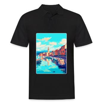 Saint Tropez Frankreich Vintage Reiseplakat Souvenir - Männer Poloshirt - Schwarz - Vorne - Kai (181cm)