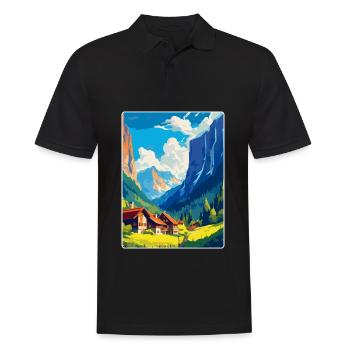 Lauterbrunnen Suisse Affiche de voyage vintage - Polo Homme - noir - Devant - Kai (181cm)