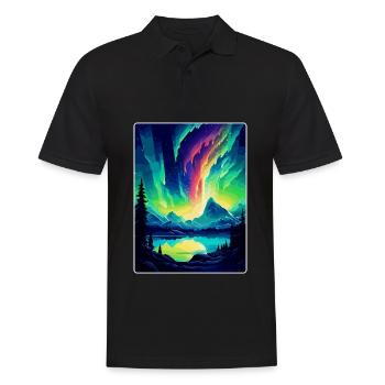 Nordlichter Island Vintage Reise Poster Wand - Männer Poloshirt - Schwarz - Vorne - Kai (181cm)