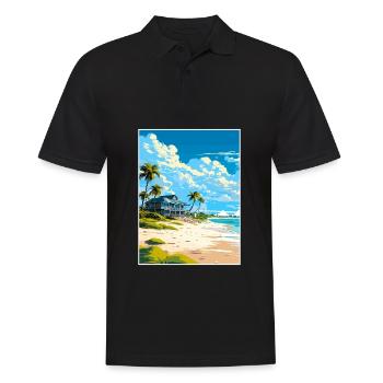 Turks and Caicos Islands Caribbean Travel Poster - Men's Polo Shirt - black - Front - Kai (181cm)
