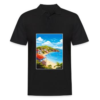 Antigua und Barbuda Karibik Reiseplakat - Männer Poloshirt - Schwarz - Vorne - Kai (181cm)