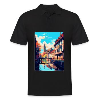 Strasbourg France Vintage Travel Poster Souvenir - Men's Polo Shirt - black - Front - Kai (181cm)
