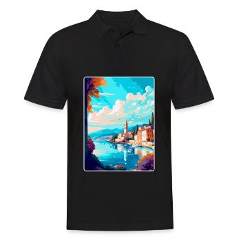 Split Kroatien Vintage Reiseplakat WPA Souvenir - Männer Poloshirt - Schwarz - Vorne - Kai (181cm)