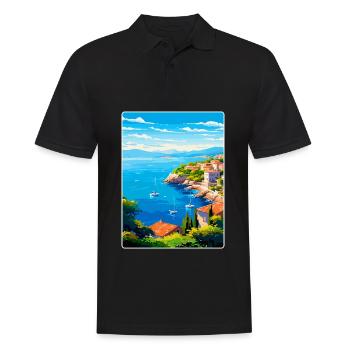 Côte d Azur Frankreich Vintage Reiseplakat Souvenir - Männer Poloshirt - Schwarz - Vorne - Kai (181cm)
