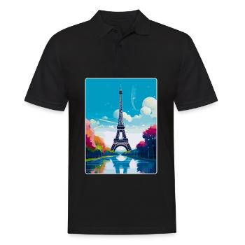 Eiffelturm Paris Frankreich Vintage Reiseplakat - Männer Poloshirt - Schwarz - Vorne - Kai (181cm)