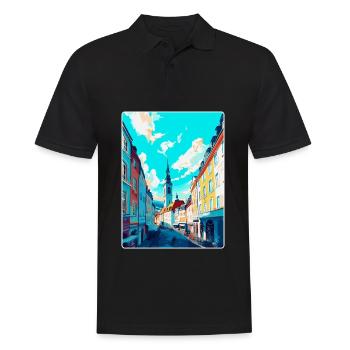 Linz Austria Vintage Travel Poster WPA Souvenir - Men's Polo Shirt - black - Front - Kai (181cm)