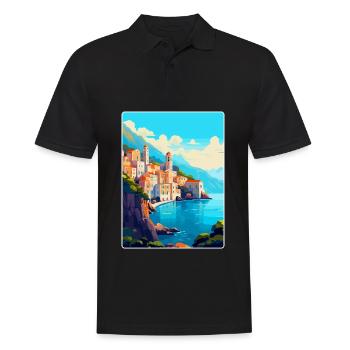 Amalfi Italie Affiche de voyage vintage WPA Souvenir - Polo Homme - noir - Devant - Kai (181cm)