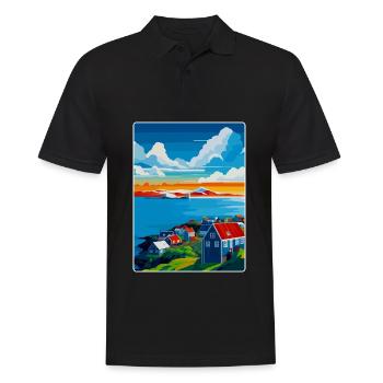 Reykjavik Island Vintage Reiseplakat Souvenir - Männer Poloshirt - Schwarz - Vorne - Kai (181cm)