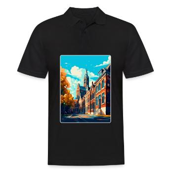 Tilburg Niederlande Vintage Reiseplakat Souvenir - Männer Poloshirt - Schwarz - Vorne - Kai (181cm)