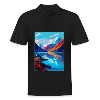 Fjords Norway Vintage Travel Poster WPA Souvenir - Men's Polo Shirt - black - Front - Kai (181cm)