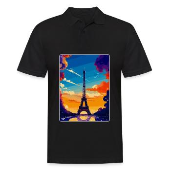 Eiffelturm Paris Frankreich Vintage Reiseplakat - Männer Poloshirt - Schwarz - Vorne - Kai (181cm)