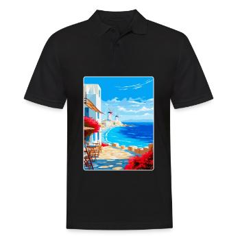 Mykonos Grèce Affiche de voyage vintage Souvenir WPA - Polo Homme - noir - Devant - Kai (181cm)